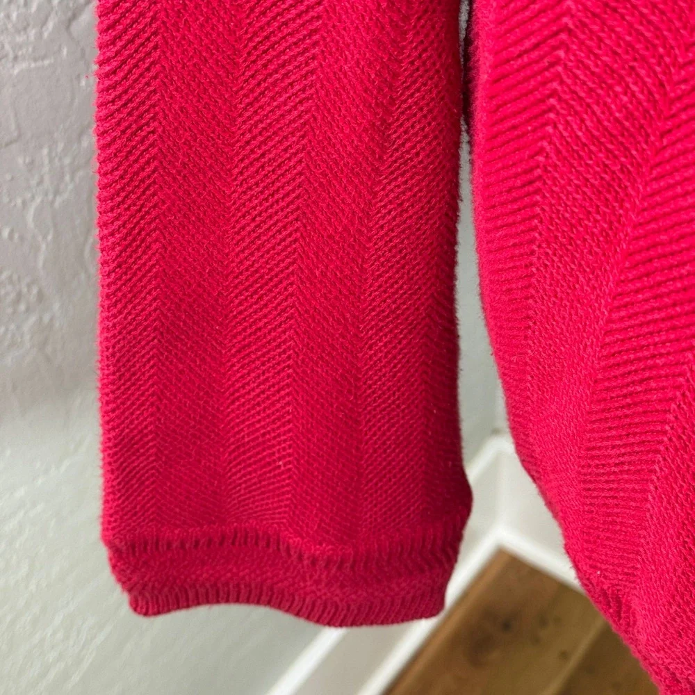 Chaps Ralph Lauren Retro Red Chevron Knit 100% Cotton Sweater Size XXL